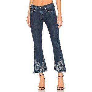 Rag & Bone Crop Flare in Indigo Embroidery